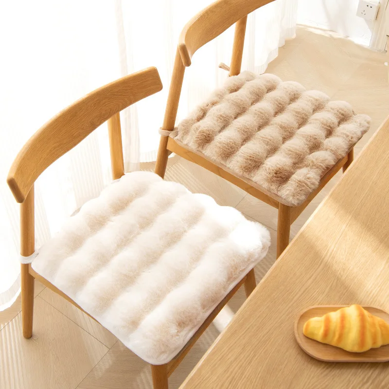 

Square Faux Fur Office Chair Cushion Winter Removable Anti Slip Plush Floor Cushions Thick Hard Cotton Filled Zipper Pet Pillows