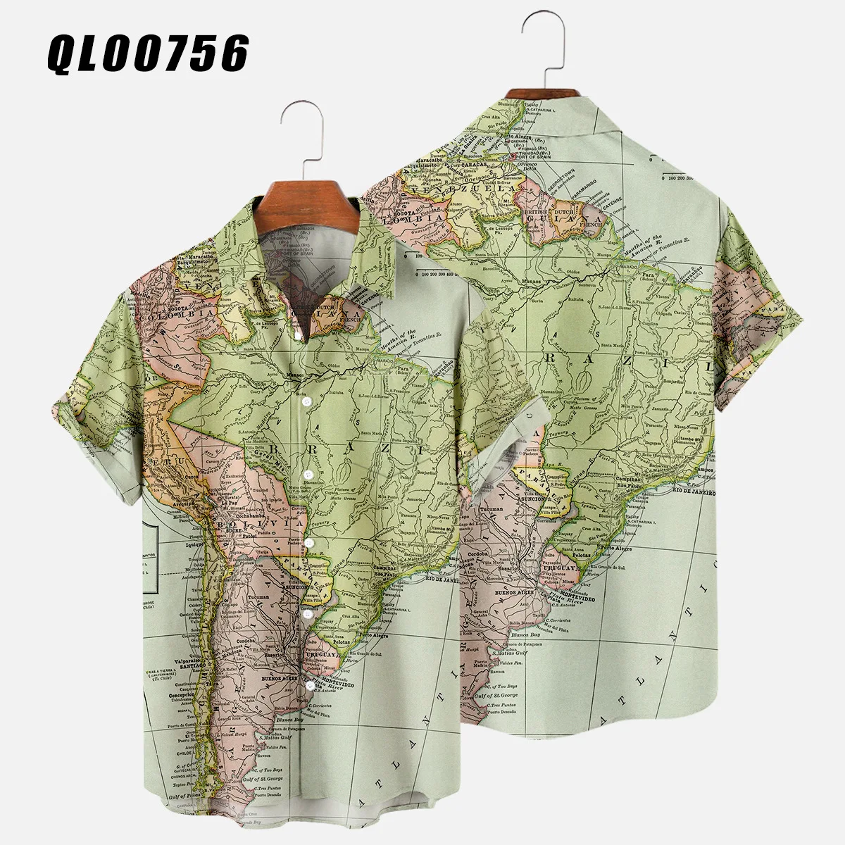 Hawaiian Shirts Map 3d Print Shirt Men\'s Women\'s Shirts Men\'s Casual Vocation Lapel Shirt Summer Beach Camisa Trip Blouse Casual