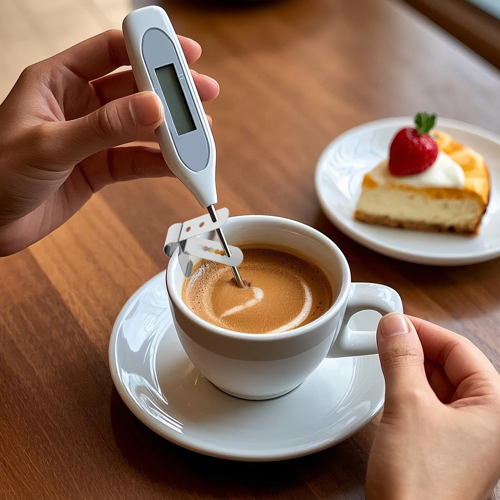 

Food Thermometer Probe Clip Stainless Steel Temperature Meter Sticker for Baking Cooking Grilling and Coffee Making