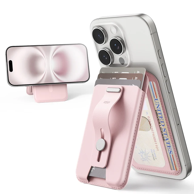 Portfel ESR z MagSafe do iPhone'a 17/16/15/14/13, etui na 5 kart Apple, bezpieczny uchwyt na palec, najlepszy w zakresie jakości, magnetyczny portfel na karty do telefonu.