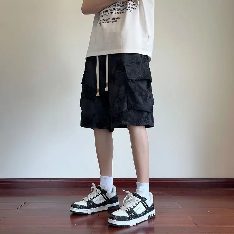 

New Elastic High Waist Pocket Loose Five-point Casual Camouflage Work Shorts for Men