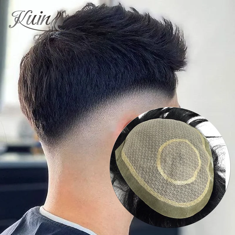 

Straight Lace PU Men's Capillary Prosthesis Man Wig Natural Hairpiece Human Hair Replacement System Natural Black Men Hair Wigs