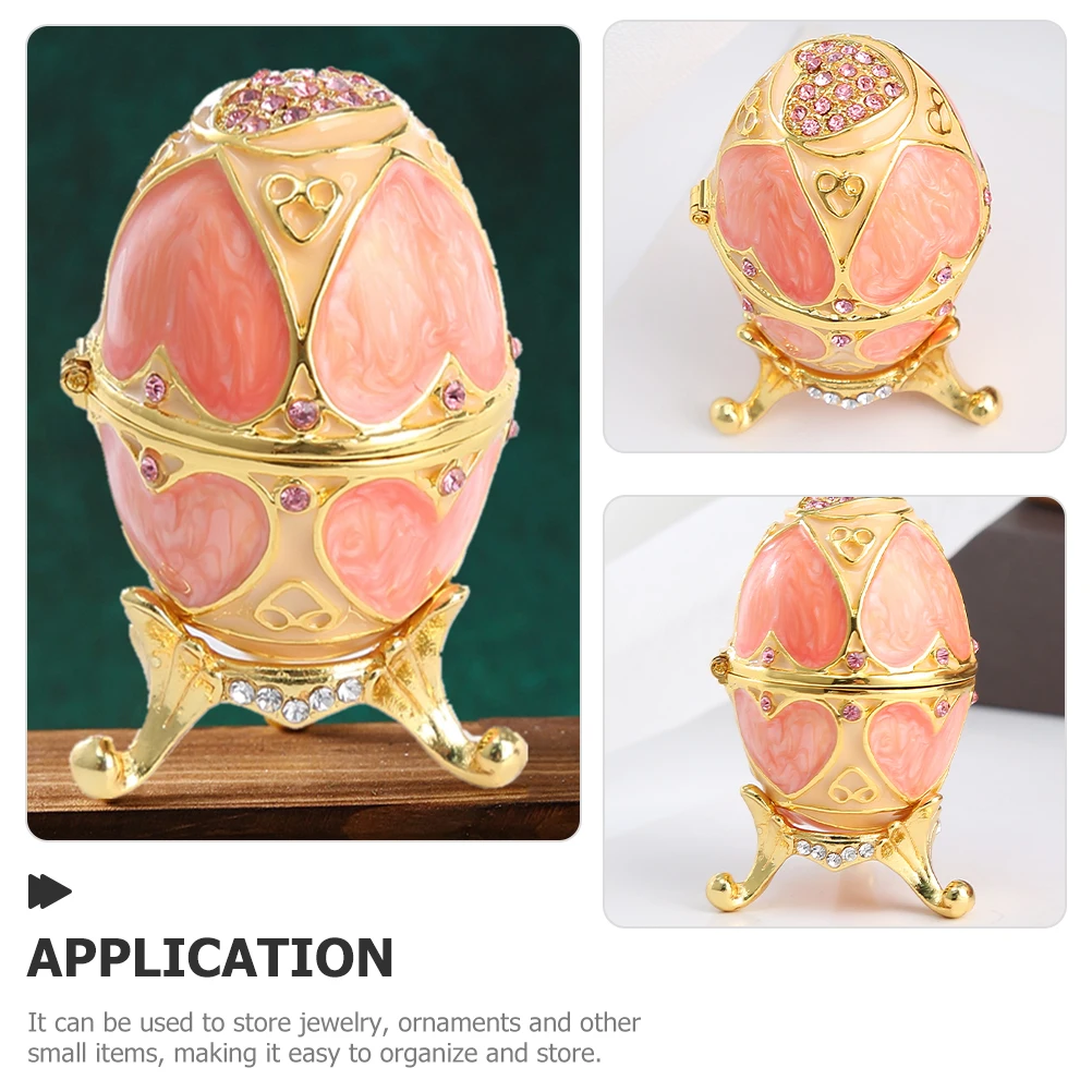 

Egg Shaped Metal Trinket Rhinestone Holder Desktop Office Desk Decor Storage Enamel Art Craft Tabletop Ornaments Gift Idea