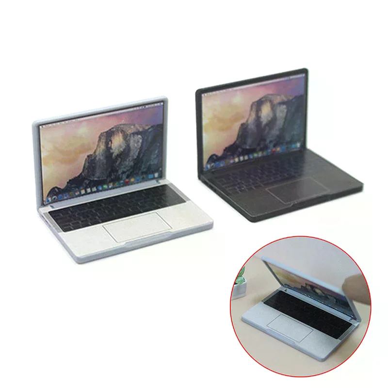 Cute Simulation 1:12 Mini Laptop Computer Dollhouse Miniature Alloy Crafts Dollhouse Decoration For Doll House DIY Accessories