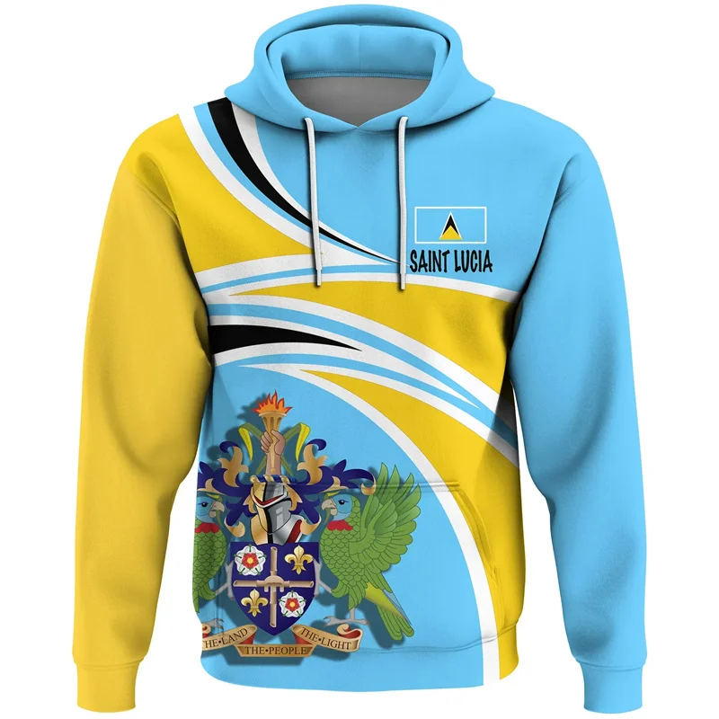 Fashion Saint Lucia Flag Hoodie Men Kids 3D Printing Sweatshirt Sportswear Long Sleeve Pullovers Tops Casual Loose Hoodies