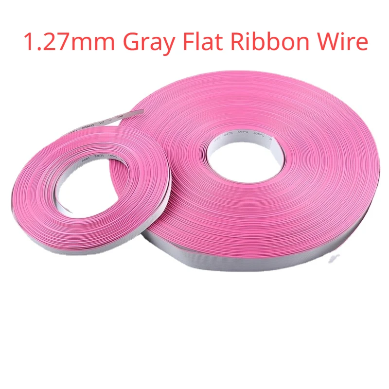 1meter 1.27mm Gray Flat Ribbon Data Cable Wire 6 8 10 12 14 16 30 40 50 60 64 Cores AWG 28 UL2651 300V for 2.54mm IDC Connector