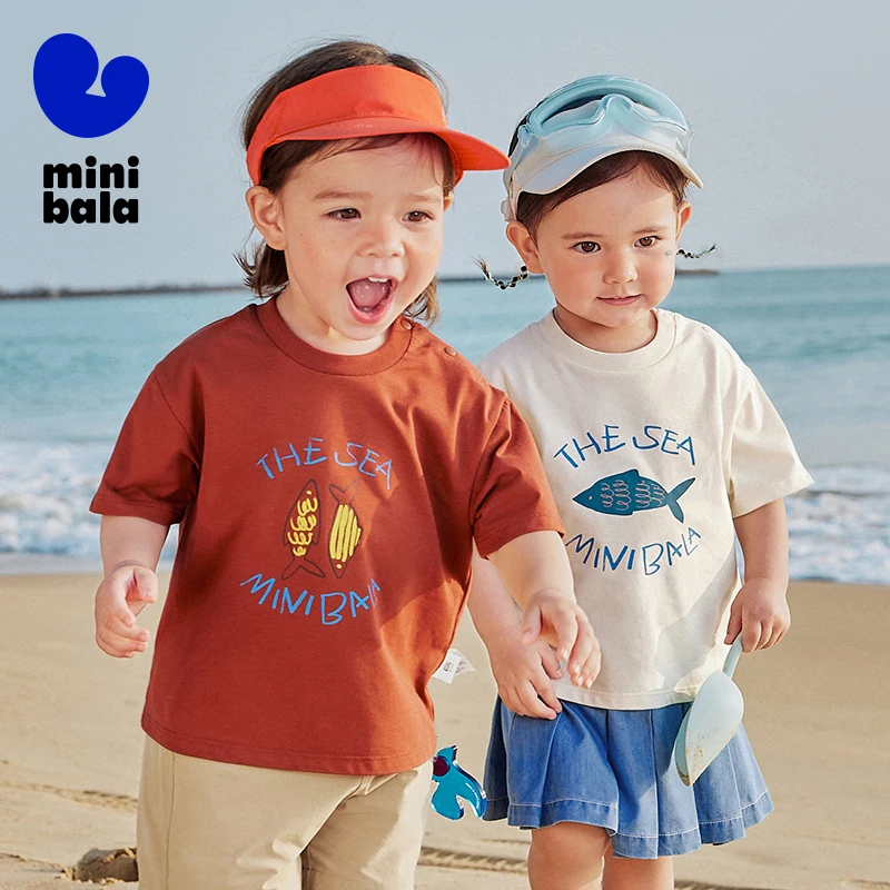 

Миниатюрная футболка с короткими рукавами Bala унисекс, детский быстросохнущий крутой антибактериальный дышащий летний топ