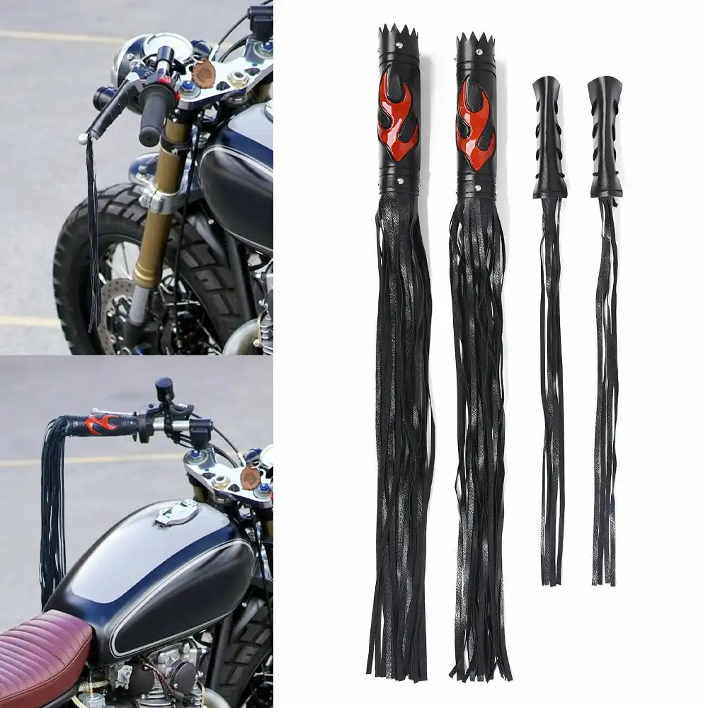 1Pair Universal Motorcycle Handlebar Tassel Fringe Grip Cover Synthetic Leather Handlebar Tassel Cover Decoration Fringes Covers