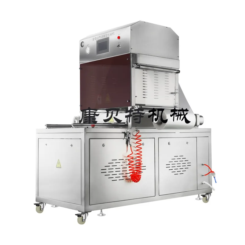 Caja de comida rápida comercial, línea de sellado de atmósfera modificada, hine de envasado al vacío de pollo asado, carga de pato Luwei modificada