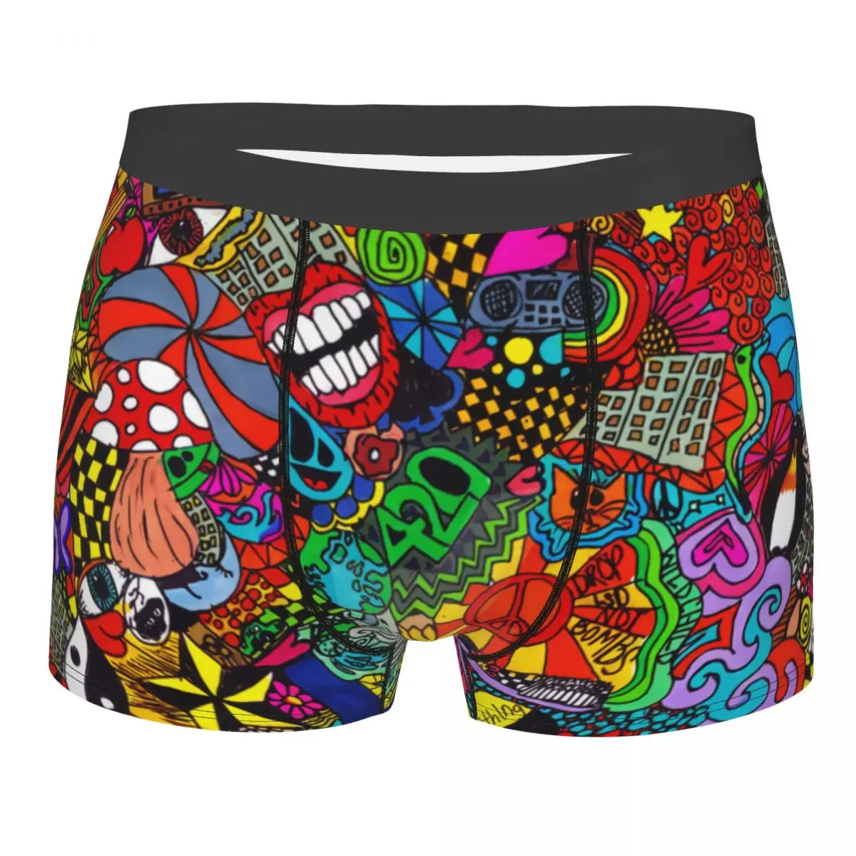 Custom Graffiti Trippy Hippie Pattern Underwear Male Sexy Printed Street Art Boxer Briefs Shorts Panties Soft Underpants