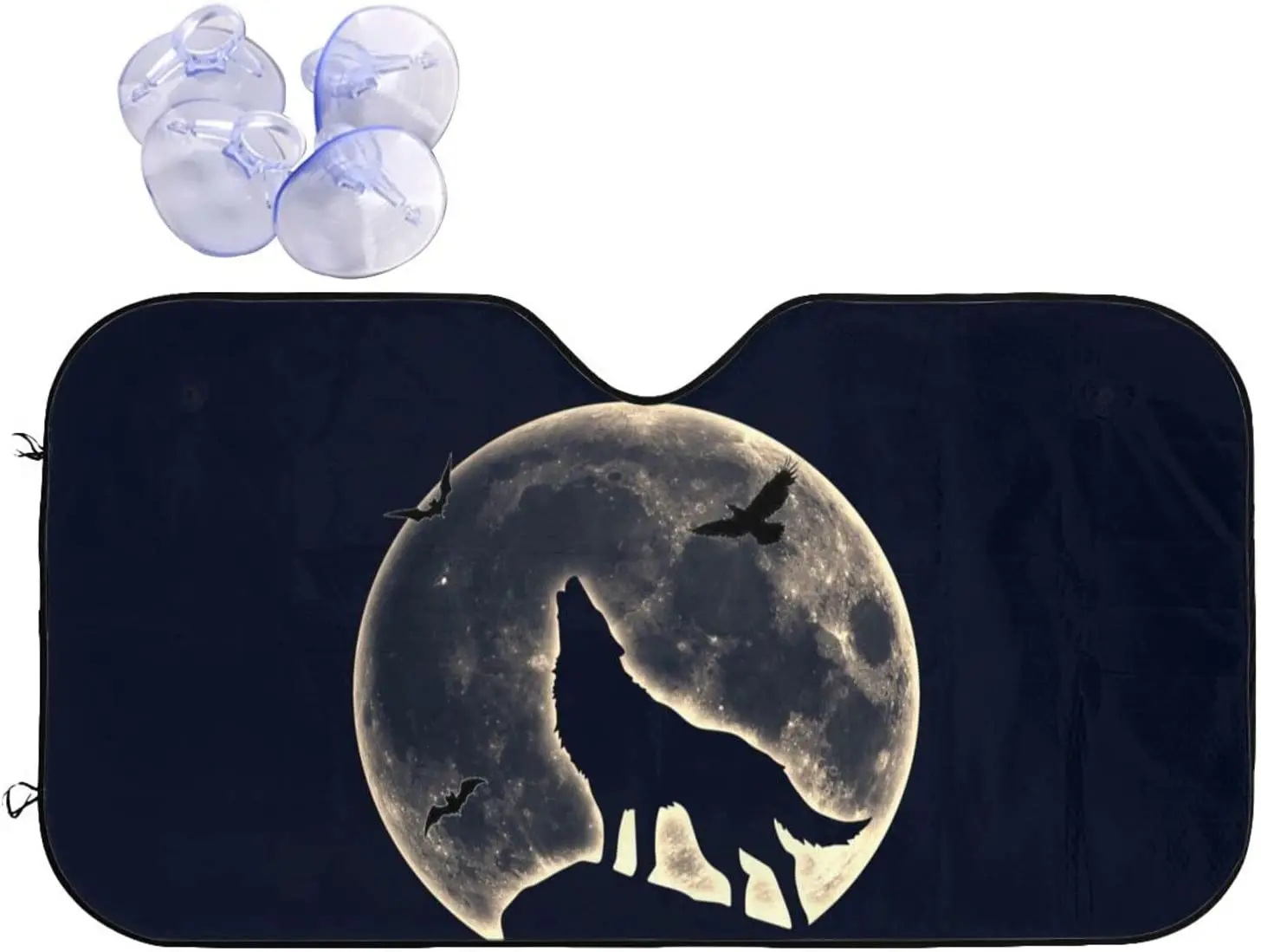 

Wolf and Eagle In Moon Light Car Windshield Sun Shade Universal Foldable Blocks Sun Visor Protector Keep Vehicle Cool Blocks UV