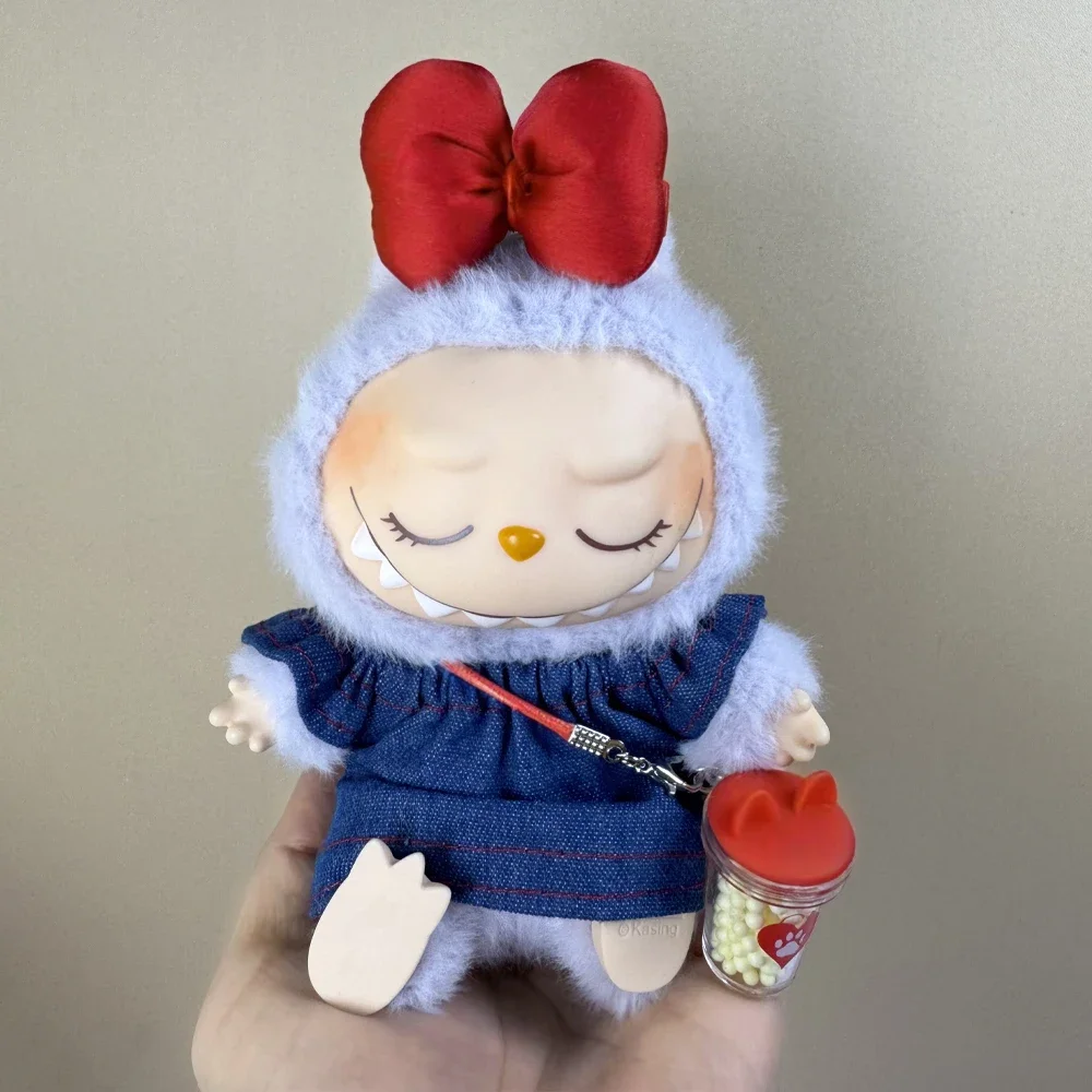 

17cm labubu clothes outfit Plush doll clothes Macaron Cute Clothing DIY Kid Gift Dog Clothes v1 v2 Cowboy Skirt Bow