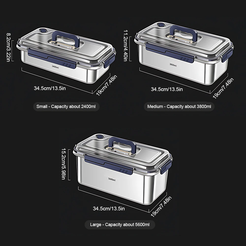 Food Storage Containers with Lids Airtight Food Grade 316 Stainless Steel Large Capacity Leakproof Kitchen Storage Container