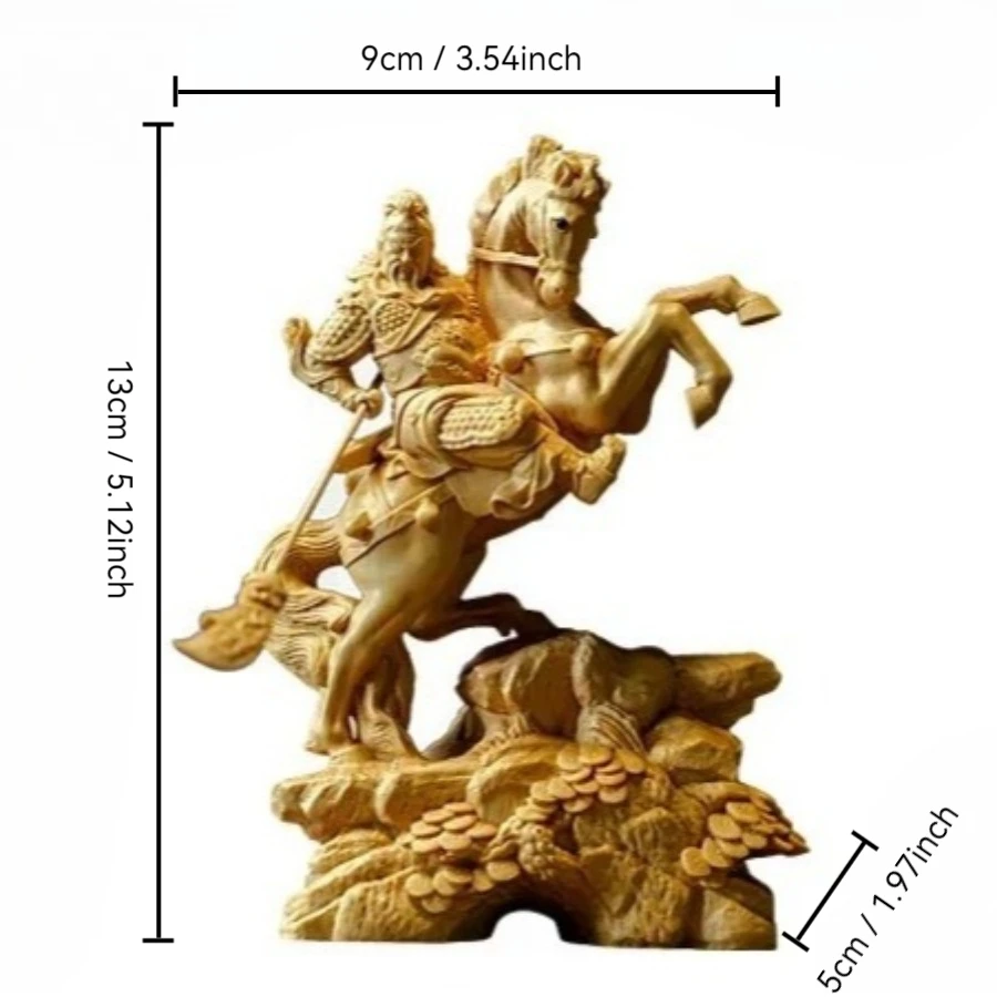The Three Kingdoms Guan Gong Boxwood Statue Feng Shui Wood Crafts Figurines Riding Horse Table Ornaments Office Home Decor Gifts view 6