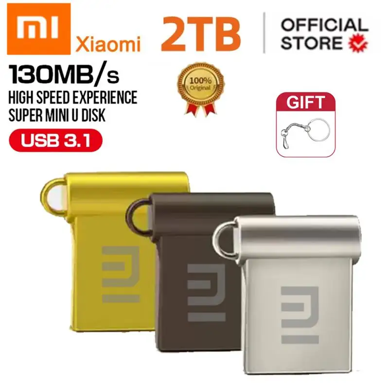 Xiaomi MIJIA 2TB USB Флешка OTG Metal USB 3.0 Pen Drive Key 1TB Type C High Speed Pendrive Mini Flash Drive 128GB Memory Stick