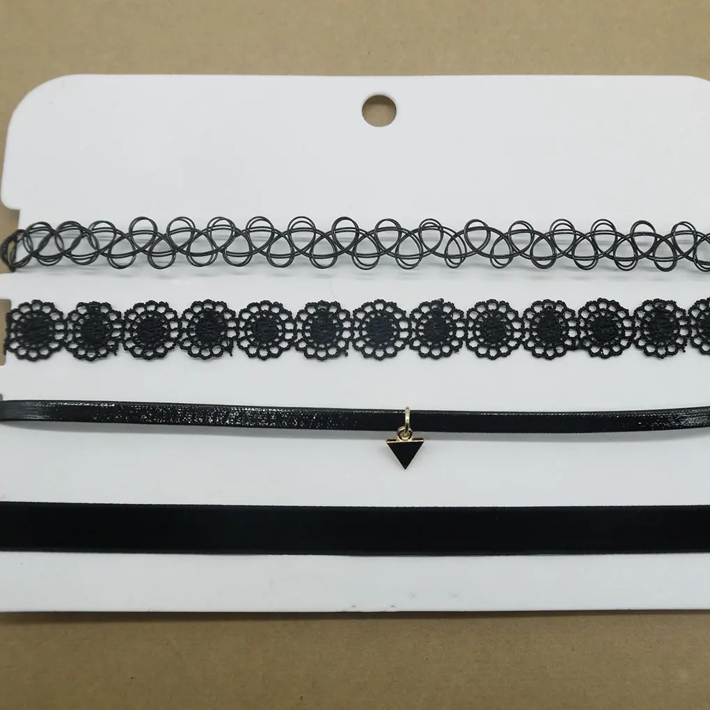 12pcs/pack Rainbow Chokers Hollow-out Skin Friendly Necklaces Lightweight Portable Stretch Punk Elastic Collars