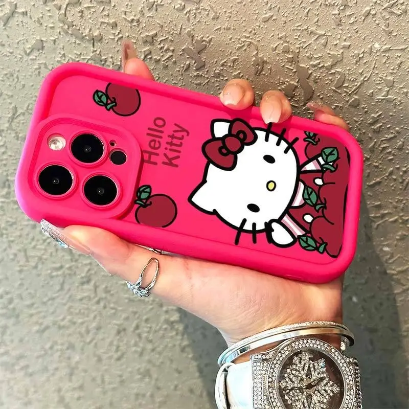 حافظة هاتف Miniso Sanrio Lovely Hello Kitty لهاتف آيفون 16 15 14 13 11 12 PRO MAX XR 8 PLUS Apple KT Cat حافظة هاتف مضادة للسقوط Y2k