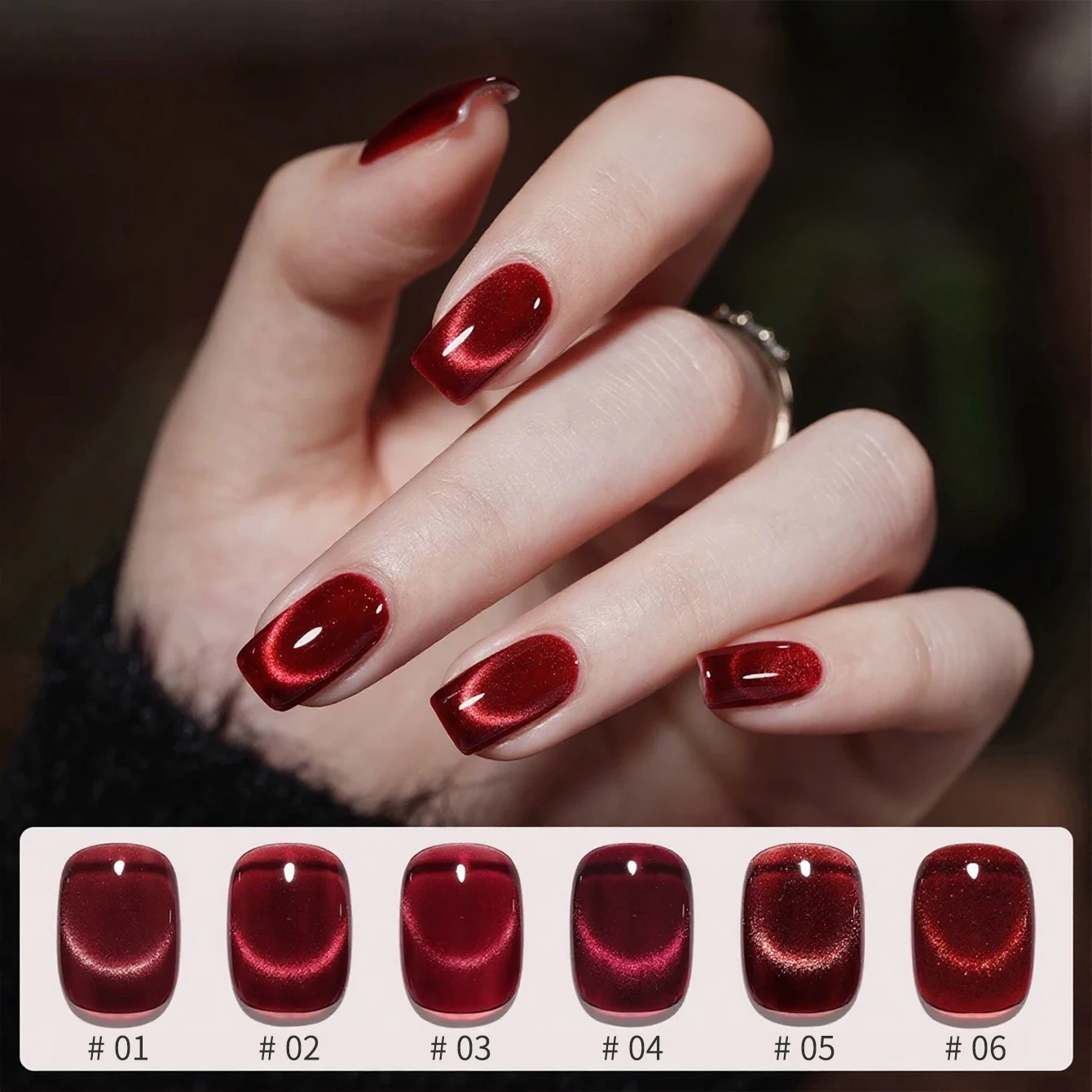 12ML 1PCS Rot Edelstein Glas Perle Mondlicht Katze Auge Gel Nagellack Herbst Bleaching Nagel Kleber UV licht Nägel Nagel Kunst