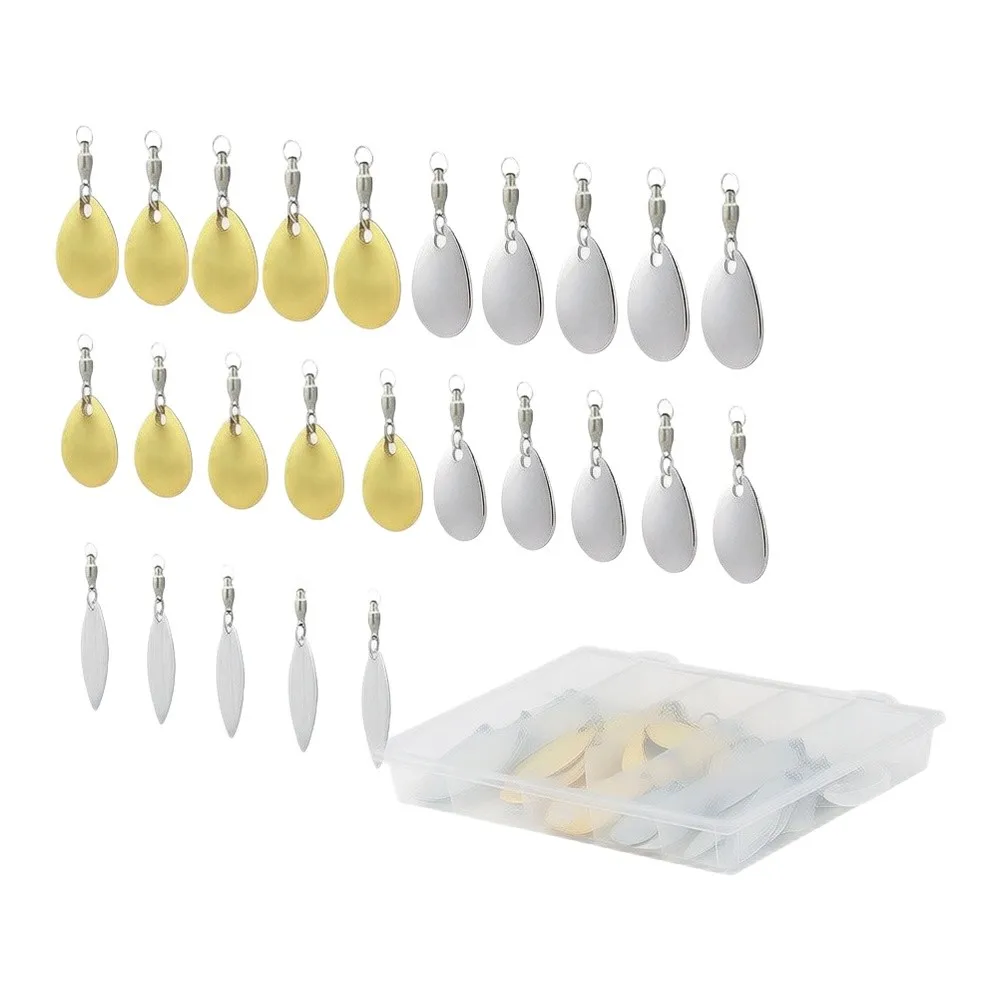 Metal For Spinner Vane Kit 25pcs Includes Silver and Gold Mirror Plated For Blades for DIY Fishing Lure Projects