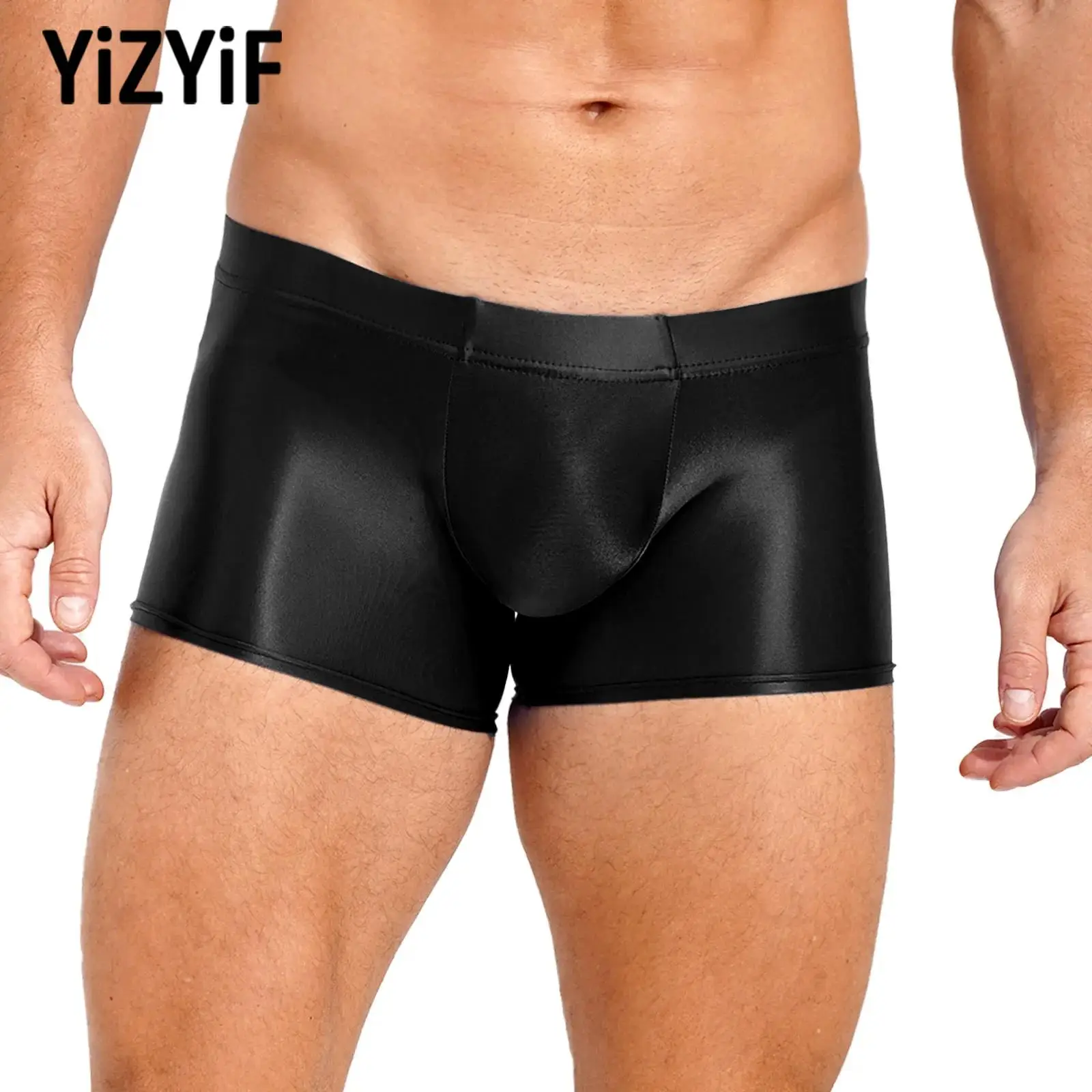 

Mens Swimwear Low Rise Glossy Boxer Briefs Underwear Boxer Bott Underpants Pool Party Beach Volleyball Shorts Beachwear