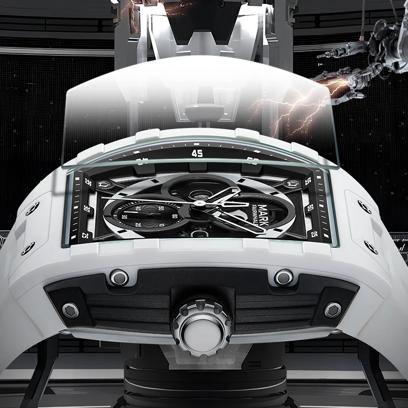 ساعة مارك فيرويل 6003 الرياضية الأوتوماتيكية للرجال ميكانيكية عسكرية تناظرية بمينا تونيو مع حزام مطاطي 2025