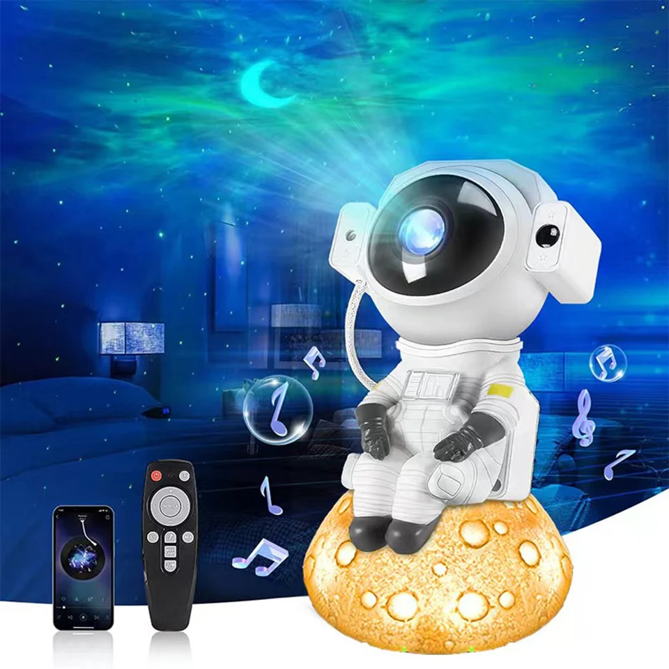 Imagem -03 - Usb Astronaut Galaxy Projetor Led Starry Night Light Aurora Dinâmica Wall Decor Lâmpada Ambiente do Quarto App Bluetooth ir Remote Presente