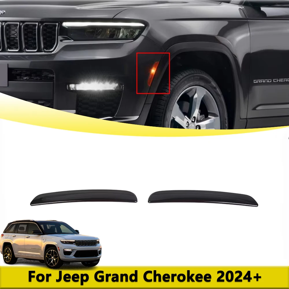 

Front Fog Brake Light Eyebrow Lamp Decoration Cover Trim for Jeep Grand Cherokee 2024+ Car Exterior Accessories Glossy Black