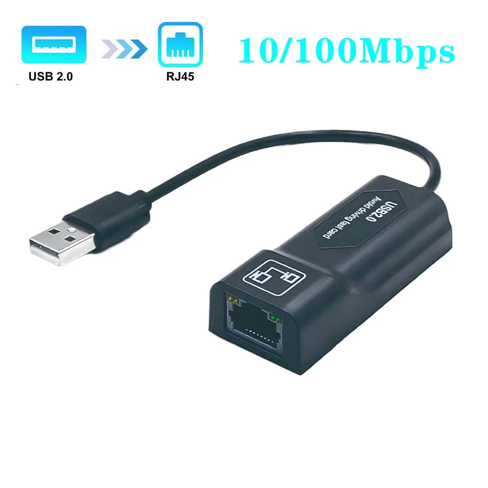 USB 2.0 To RJ45 Ethernet Fast 10/100 LAN Wired Network Converter Adapter Cable