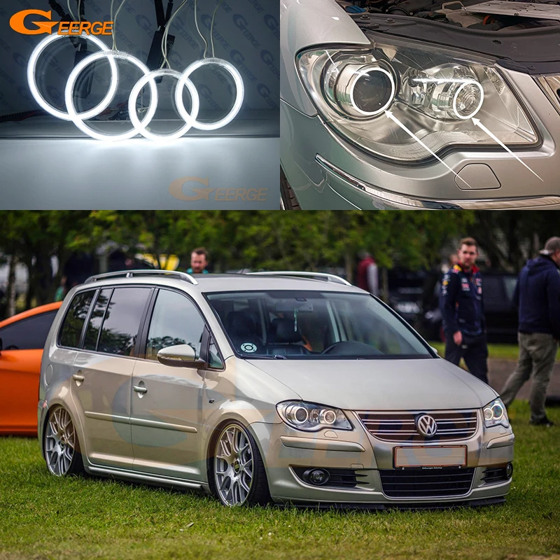 Dla volkswagena VW TOURAN 2007 2008 2009 2010 doskonały Ultra jasny CCFL Angel Eyes zestaw pierścieni Halo akcesoria samochodowe