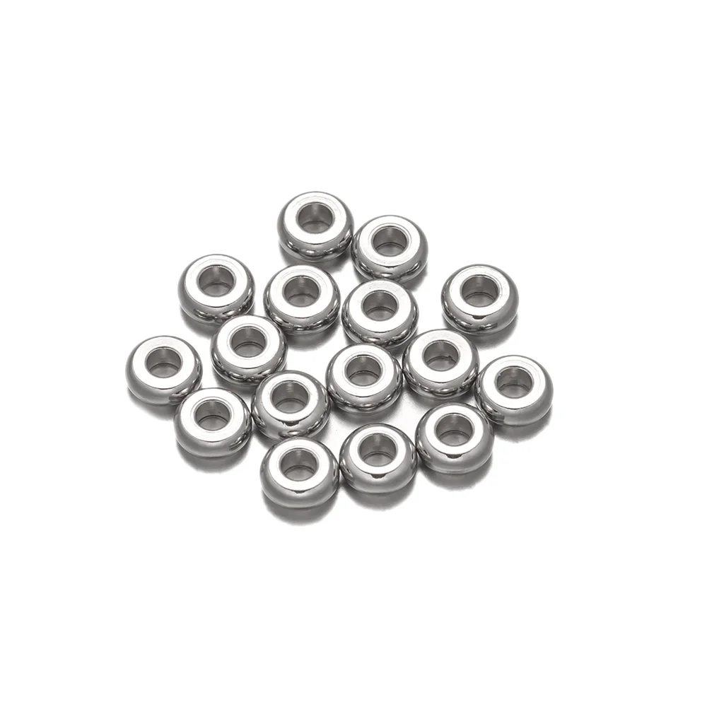 50Pcs 4/5/6/8/10mm Stainless Steel Flat Round Loose Spacer Beads For DIY Bracelet Necklace Jewelry Making Accessories Wholesale