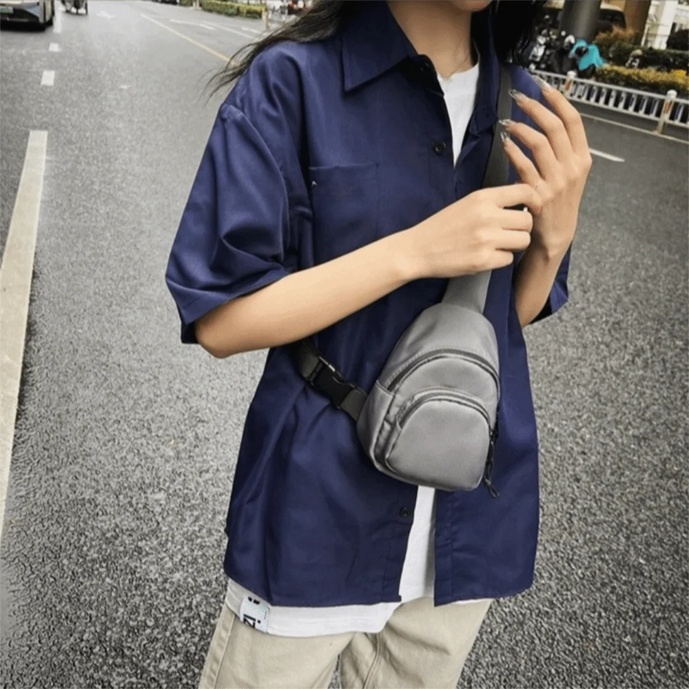 

Повседневная однотонная мужская сумка через плечо, нейлоновая мини-спортивная нагрудная сумка, многофункциональная сумка на плечо в японском стиле, сумка для телефона