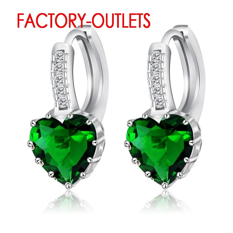 Big Promotions Luxury Heart Shape 925 Sterling Silver Brincos Pierced Earrings For Women Romantic Cubic Zirconia Gift Jewelry