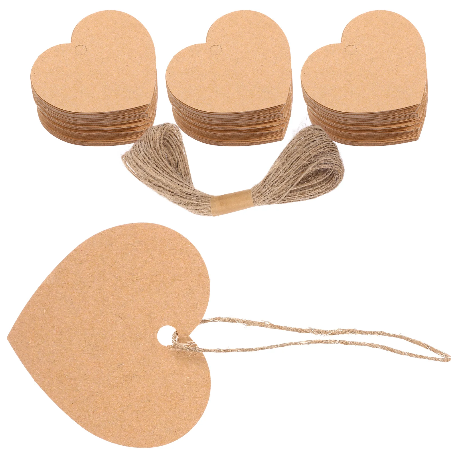 

1 set Heart Shaped Gift Tags Blank Paper Labels with Hemp Rope for Valentine Wedding DIY Crafts Decorations Card Stock