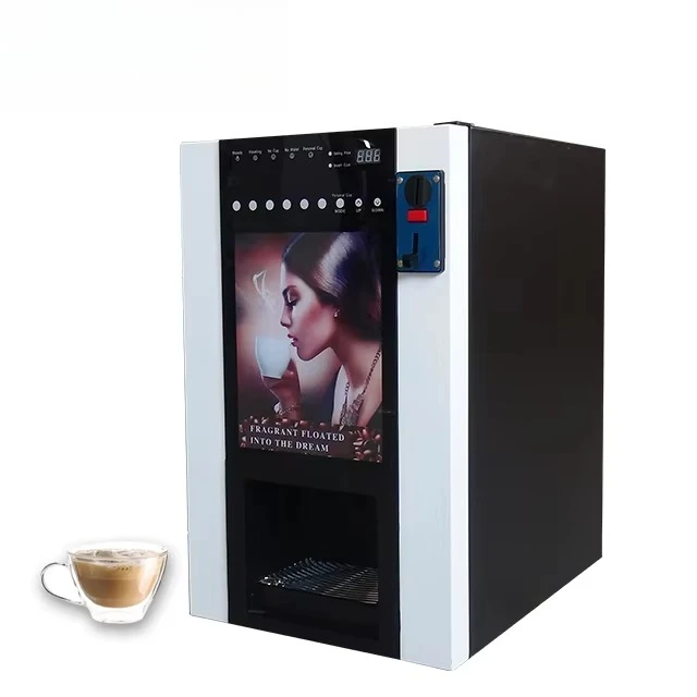 6 beverage coin operated desktop vending machines with 4 containers