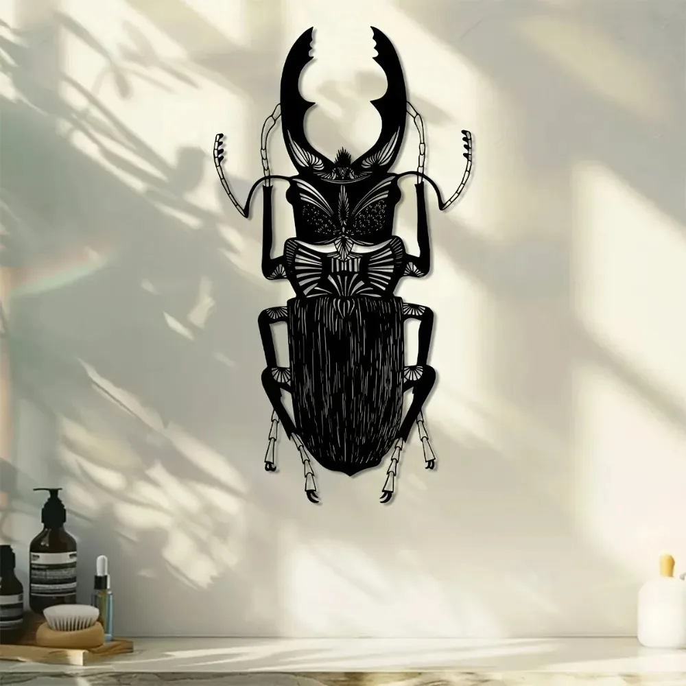 Metal Wall Art Black Iron Bug Sculpture, Insect Decor for Living Room Garden Office
