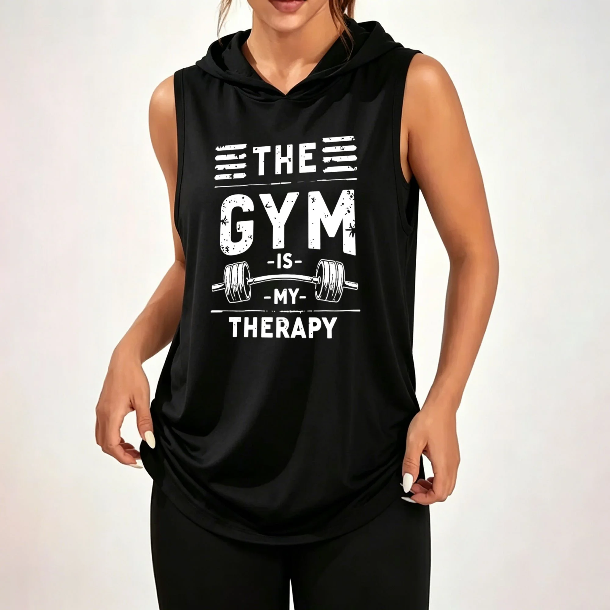 Loose-fit sleeveless hoodie with a vintage distressed finish, featuring 