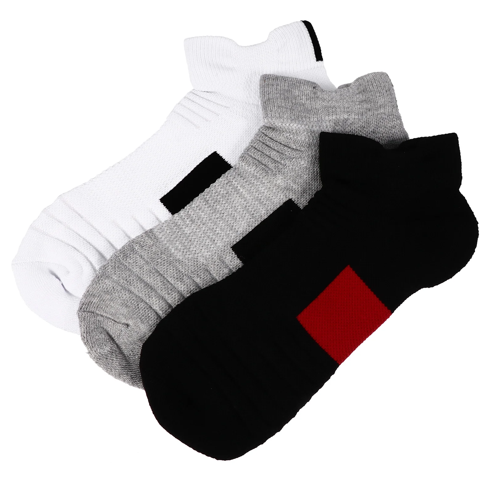 

3Pairs Male Breathable Basketball Low Cut Socks Quick Dry Men Sneakers Sports Cotton Anti-Skid Shallow Mouth Socks