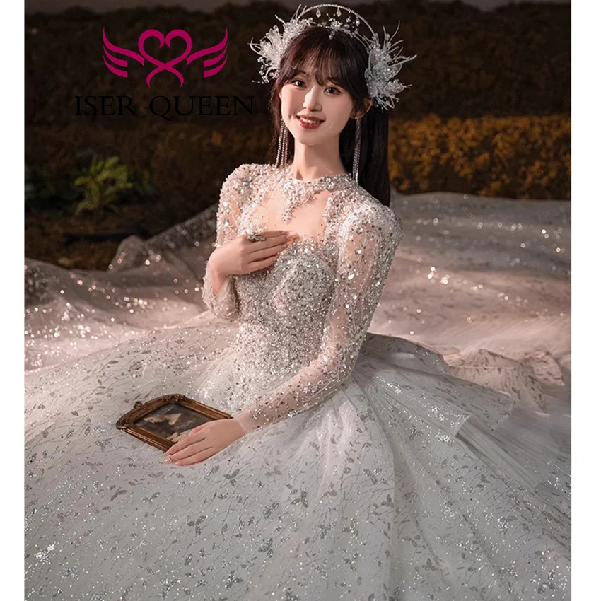 Customized 2025 Autumn and Winter New Wedding Dresses Ball Gown Long Sleeves Heavy Bead Exquisite Wedding Dress For Bride WX0492