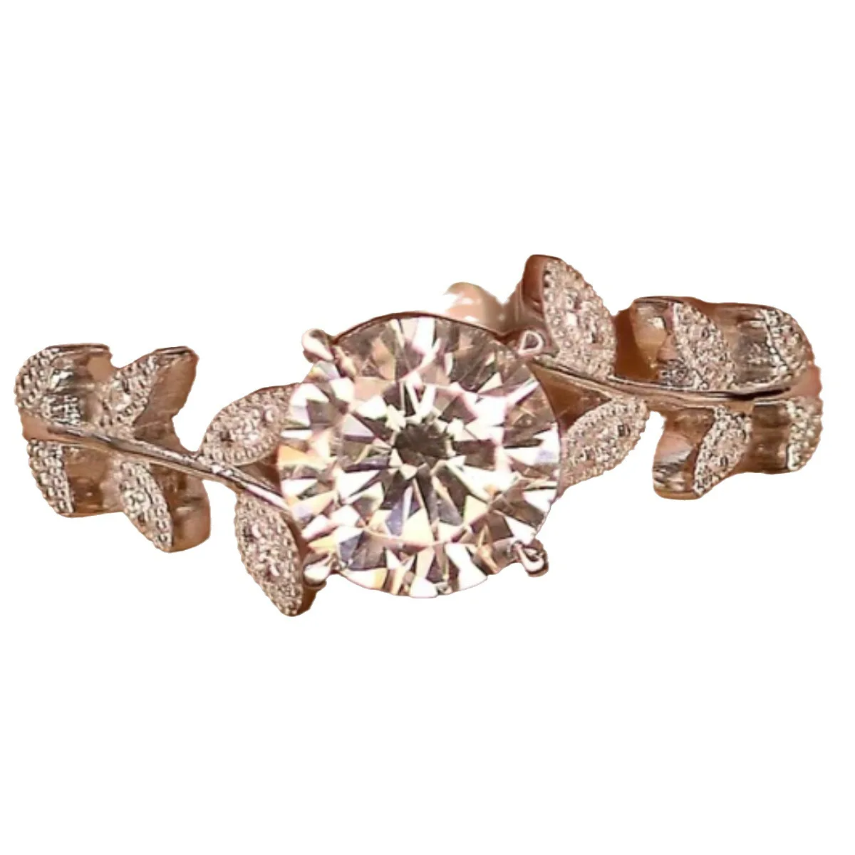 

S925 Sterling Silver 1CT D-Colored Bay Leaf Moissanite Ladies' Ring - Elegant Botanical Jewelry Gift for Women