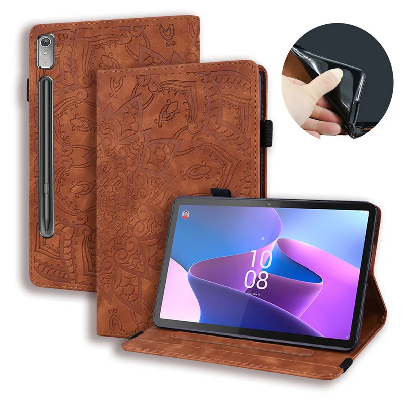 

For Lenovo Xiaoxin Pad Pro 12 7 12.7 inch Case 2023 Flip Flio Flower Embossed Stand for Lenovo Tab P12 Pro Gen 2 12.7 Case Cover