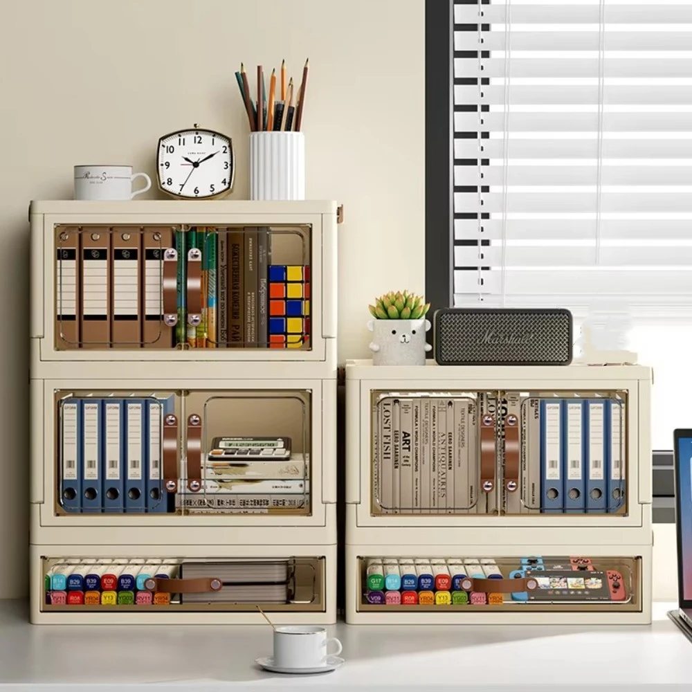 

New Multi-layer Plastic Storage Box Double Door Large Capacity Desktop Organizer Box Plastic Transparent Shelf Home