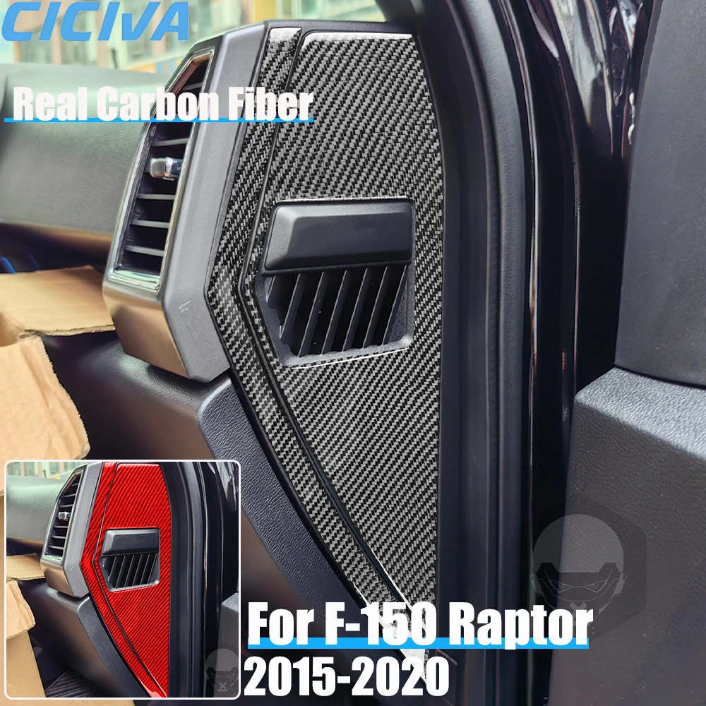 

Real Carbon Fiber Car Accessories Dashboard Side Panel Decorative Trim Cover Soft Sticker For Ford F150 SVT Raptor 2015-2020