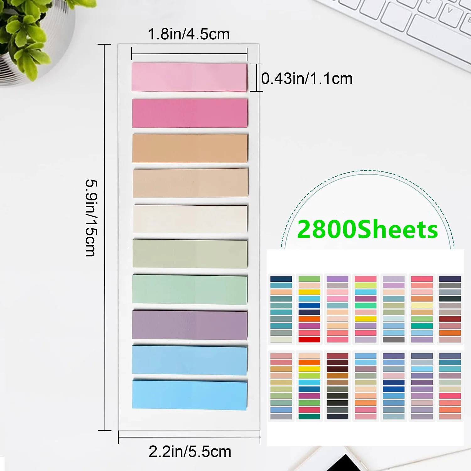 2800 Sheets Transparent Sticky Notes Self-Adhesive Annotation Books Notepad BookmarksTabs Memo Pad Index Stationery