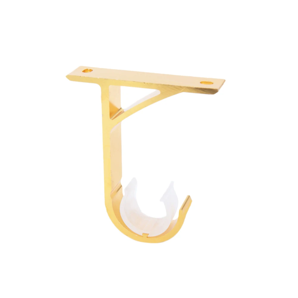 

2pcs Aluminium Alloy Curtain Rods Wall Mounting Brackets Heavy Duty Golden Semicircular Design Metal Support Carrier For