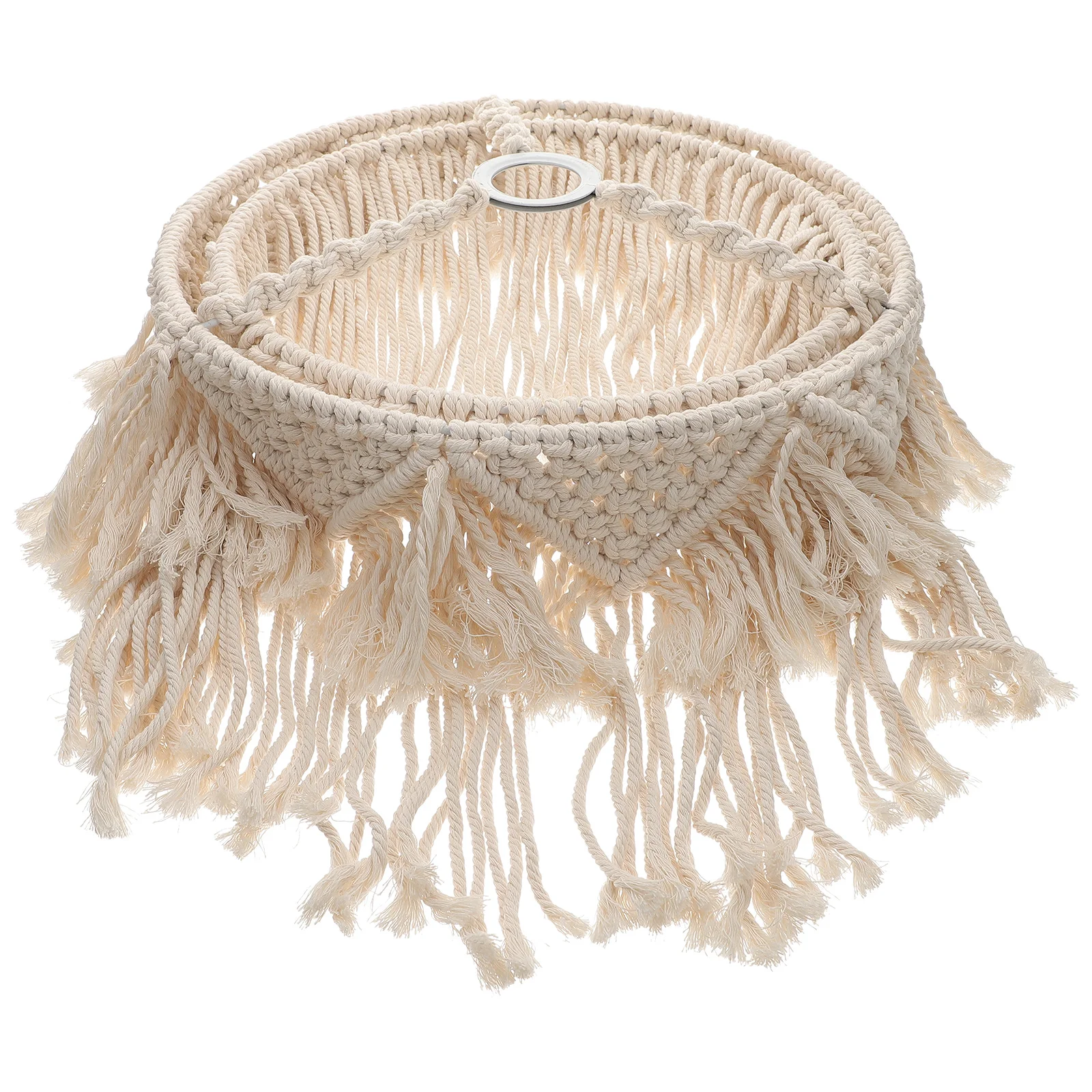 Bohemian Cotton Woven Macrame Lamp Shade Ceiling Hanging Pendant Light Cover Decorative Indoor Lighting Macrame Lamp Shade