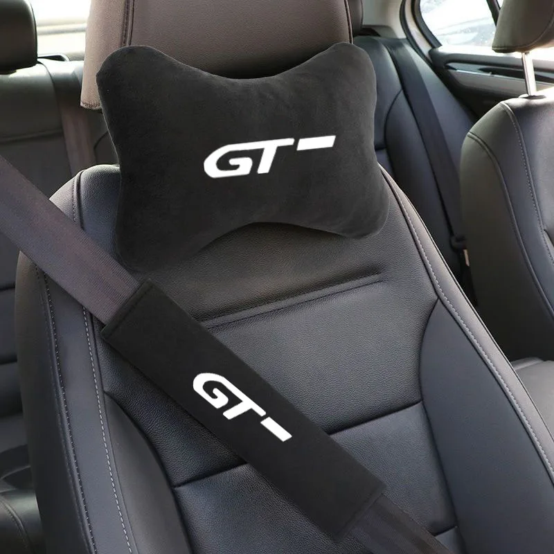 Car Headrest Neck Pillow Seat Belt Shoulder Pad Fit For Peugeot GT GTLine RCZ 308 508 3008 5008 Accessories