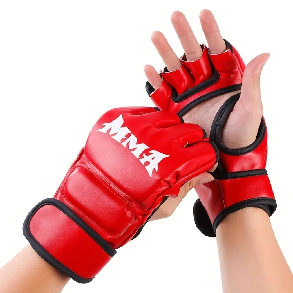 Thick Boxing Gloves MMA Gloves Half finger Sanda Taekwondo Fight MMA Adult Sandbag Gloves Professional TKD Training Equipment