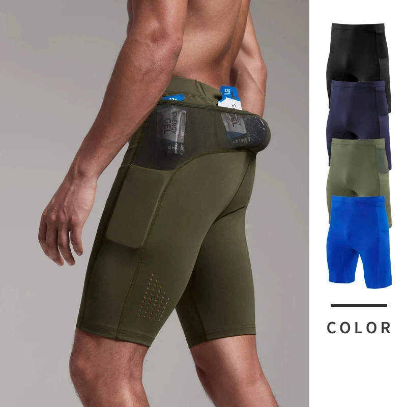 

Men Cycling Shorts Multi-pocket Sports High Stretch Tight Short Pants Lightweight Running Marathon Training Shorts For Men