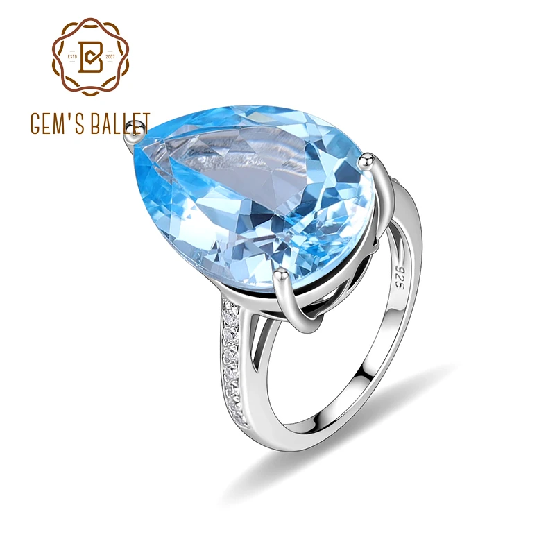 

GEM'S BALLET, ювелирные изделия с камнями декабря, кольца-корица, натуральный небесно-голубой топаз, кольца из стерлингового серебра 925 пробы, подарок для нее
