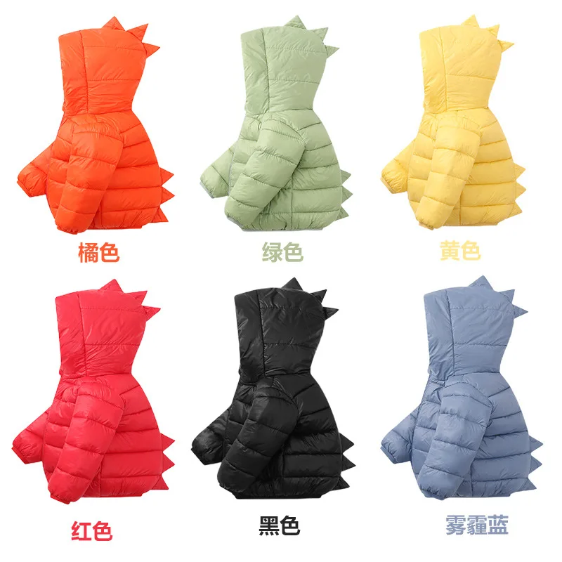 Baby Autumn Winter Kids Cotton Clothes Pocket Jacket Dinosaur Down Jacket Toddler Coat Long Sleeve Baby Cotton Clothes Jacket